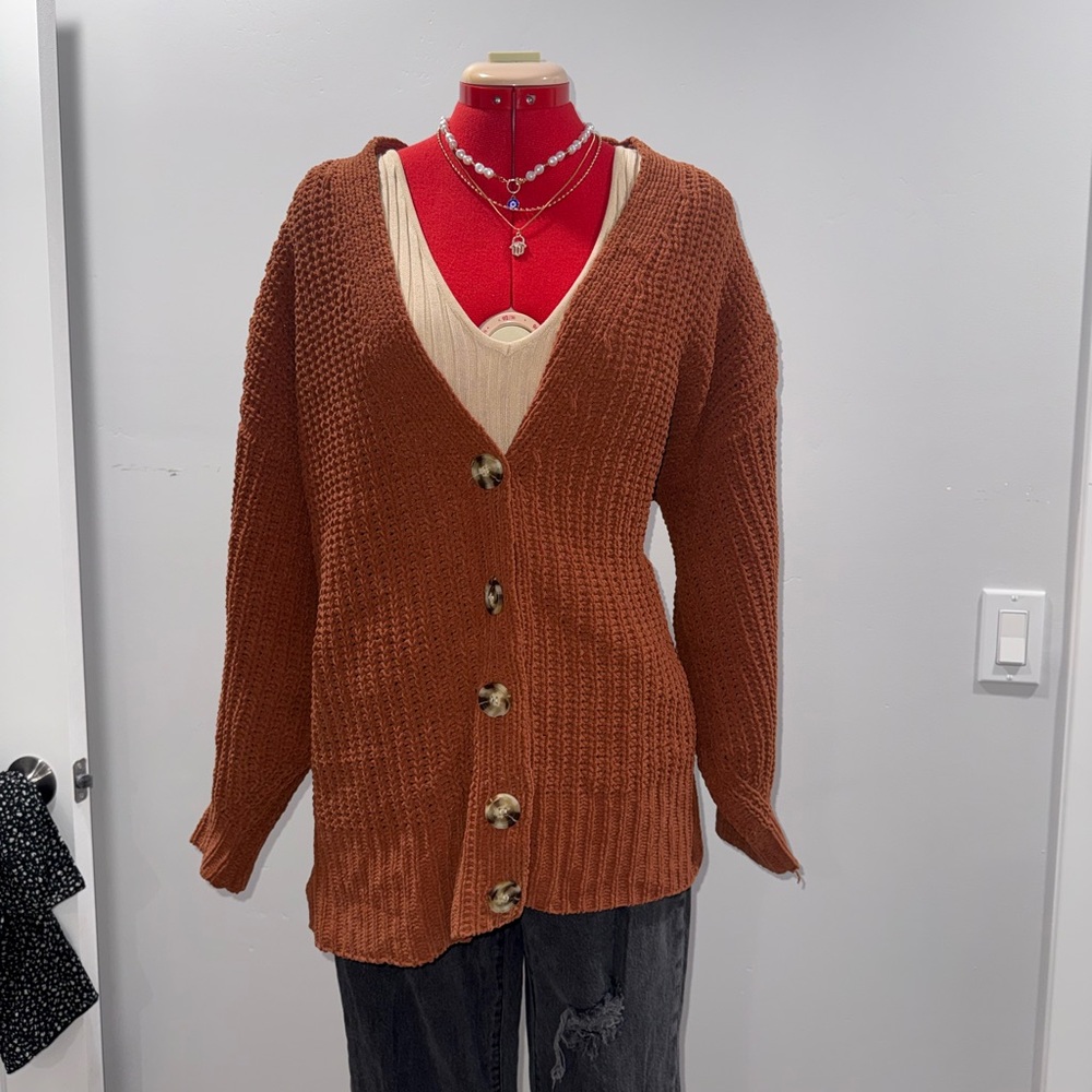 Elegant Tan Button-Up Cardigan